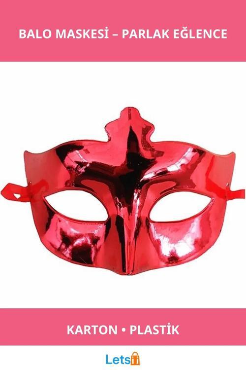 Parlak Kırmızı Renk Balo Maskesi