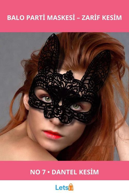 Şık Siyah Dantel Kesim Balo Parti Maskesi