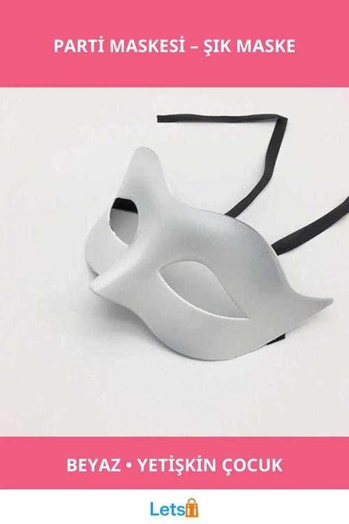 Beyaz Renk Balo Parti Maskesi Yetişkin ve Çocuklar İçin