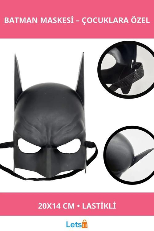 Siyah Çocuk Batman Maskesi Lastikli 20x14 cm