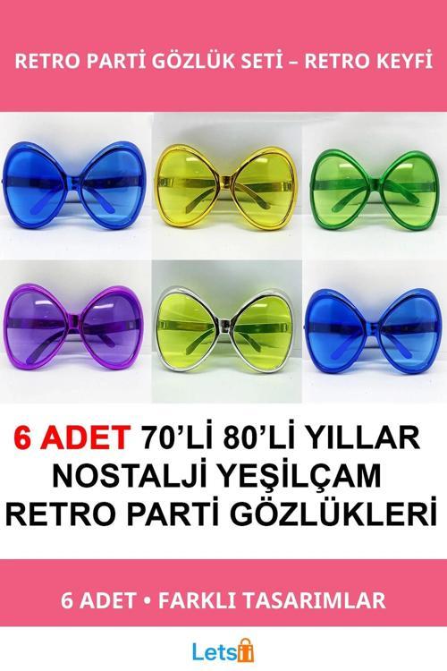 Nostaljik Yeşilçam Retro Parti Gözlükleri 6 Adet