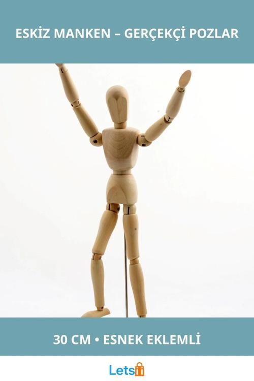 Ahşap Eskiz Manken 30 cm Esnek Eklemlerle Sanat ve Tasarım Aracı
