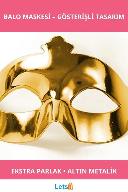 Parlak Altın Renk Balo Maskesi 15x10 cm
