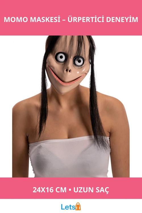 Korkunç Ürpertici Uzun Saçlı Momo Maskesi 24x16 cm Lateks
