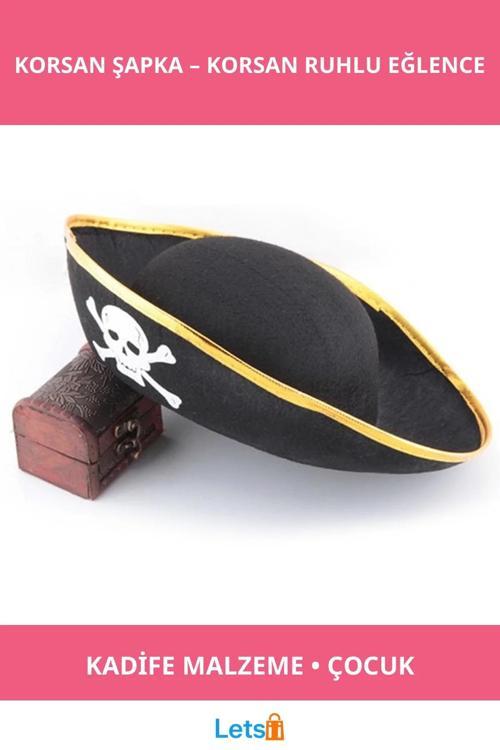 Karayip Korsan Şapkası Kadife Malzemeden Üretilmiş Çocuk Şapkası