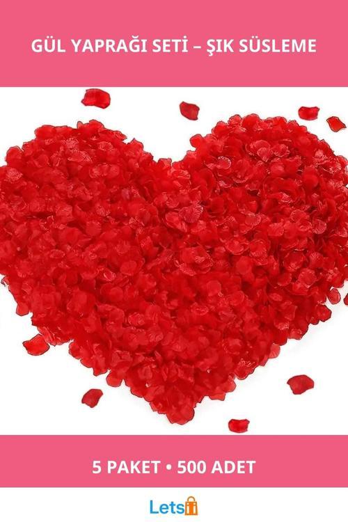 Kırmızı Renk Gül Yaprağı Şekilli Konfeti Kağıdı 5 Paket 500 Adet