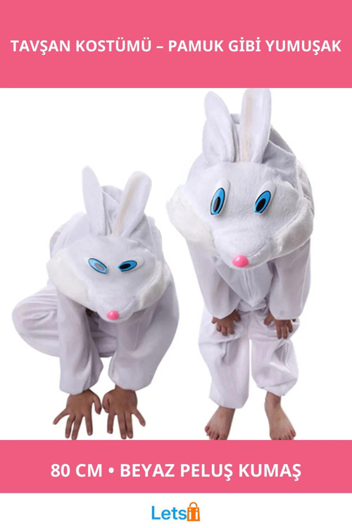 Beyaz Yumuşak Tavşan Kostümü 2 3 Yaş Çocuklar İçin