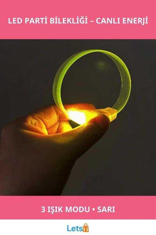 Sarı 3 Modlu LED Işıklı Esnek Parti Bilekliği
