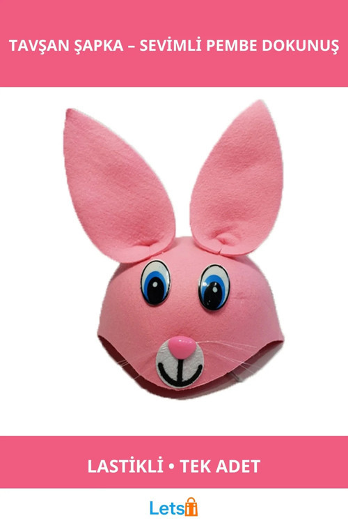 Pembe Renk Çocuk Tavşan Şapkası Rahat ve Şık