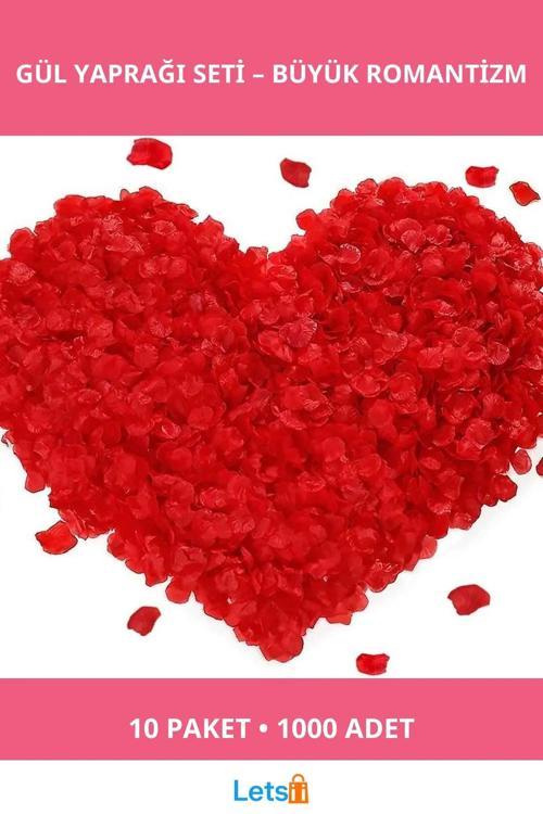 Kırmızı Renk Gül Yaprağı 10 Paket 1000 Adet Dekoratif Konfeti