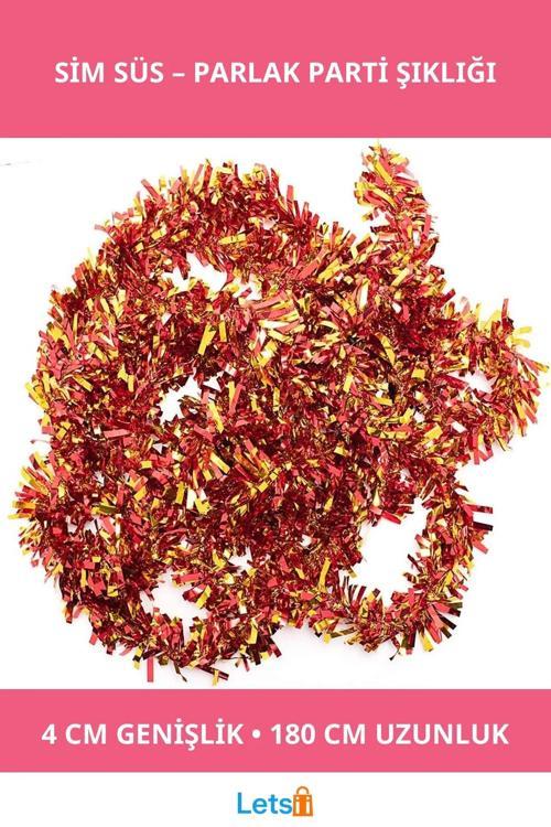 Kırmızı Altın Renk Çift Renk Sim Süs 180cm