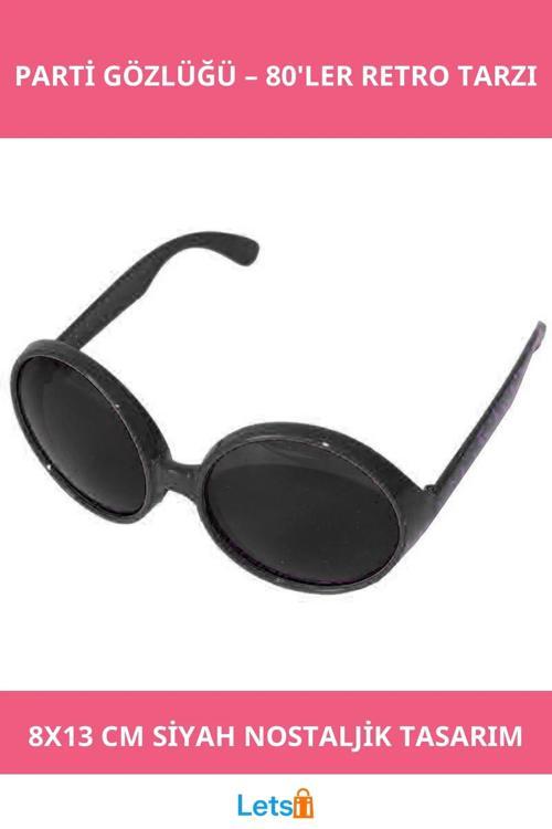 80'ler Nostaljik Siyah Renk Yeşilçam Parti Gözlüğü