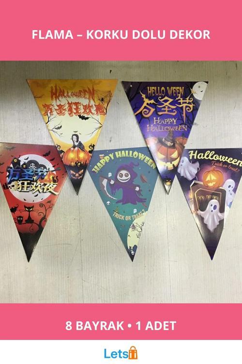 Cadılar Bayramı Bayrak Süsü 8'li Flama Set