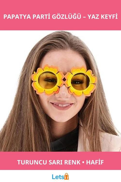 Papatya Şekilli Turuncu Sarı Hawaii Parti Gözlüğü