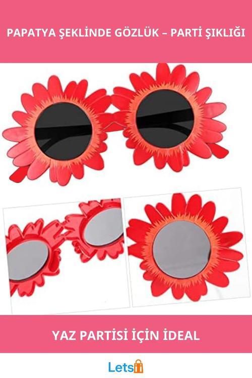 Kırmızı Papatya Şekilli Parti Gözlüğü