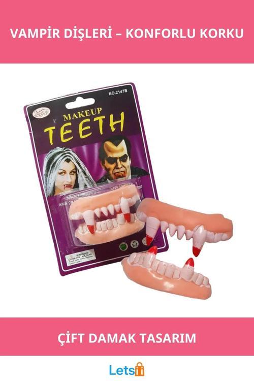 Çift Damak Yumuşak Vampir Dişleri Korku Temalı Aksesuar