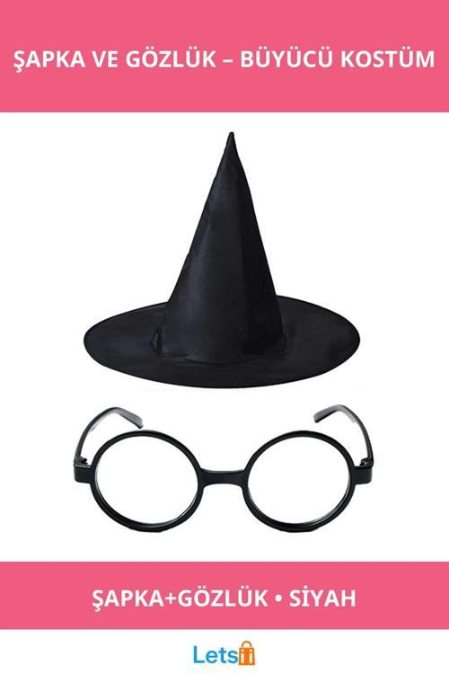 Harry Potter Siyah Büyücü Şapkası ve Gözlüğü Seti