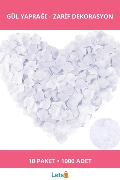 Beyaz Renk Gül Yaprağı 10 Paket 1000 Adet Dekoratif Konfeti