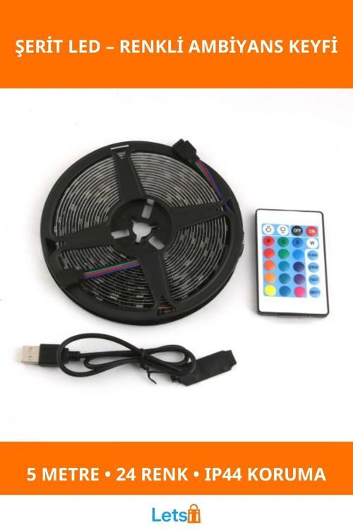 RGB Kumandalı 30 LED USB Aydınlatma Şeridi 5m