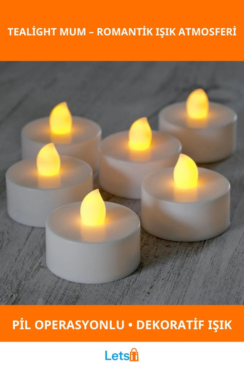 Pilli LED Tealight Mum 3.5 cm Dekoratif Aydınlatma