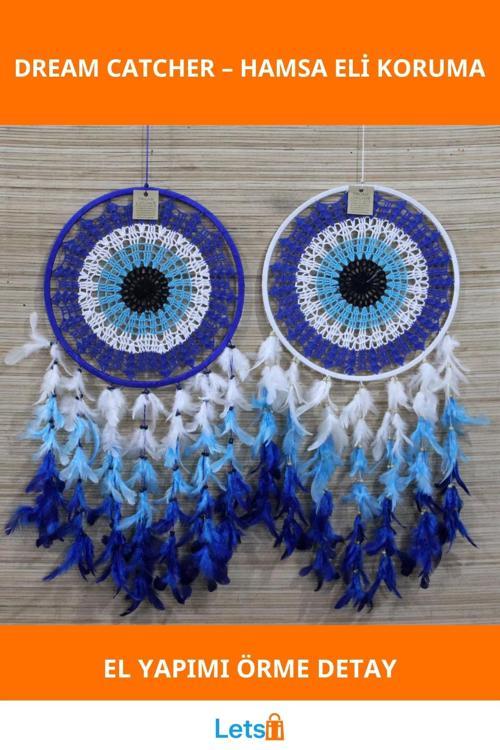 Hamsa Eli Motifli El Yapımı Rüya Kapanı Bohem Dekoratif Objeler