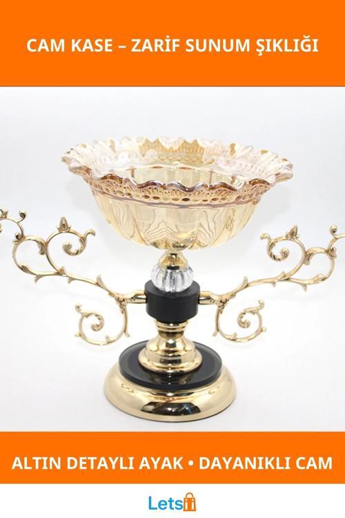 Zarif Altın Detaylı Cam Kase Şekerlik