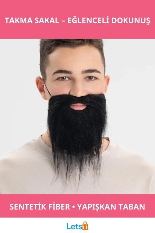 Yumuşak Sentetik Siyah Renk Takma Sakal Bıyık Takımı