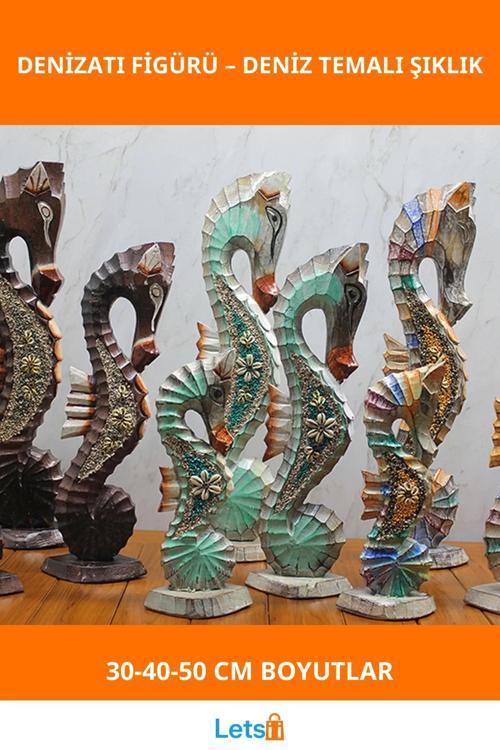 Ahşap 3'lü Kumlu Denizatı Dekoratif Figür Seti