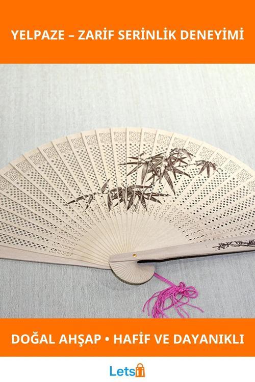 Doğal Ahşap Estetik Katlanabilir Yelpaze Şık ve Zarif Tasarım