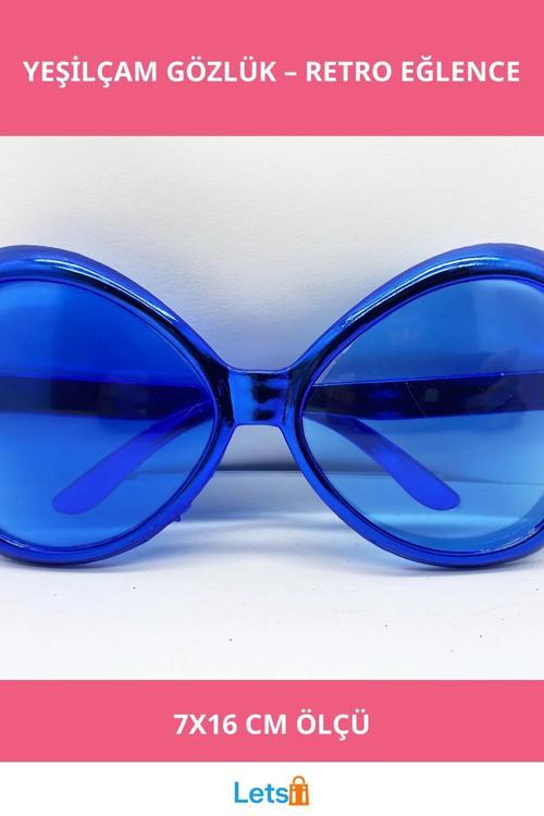 Mavi Renk Yeşilçam Nostalji Parti Gözlüğü 80'ler 90'lar 7x16 cm
