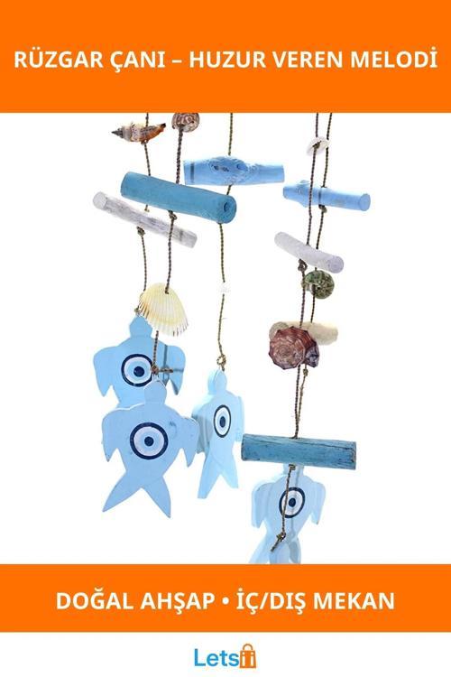 Doğal Ahşap Rüzgar Çanı Huzur Verici Sesli Dekoratif Ürün No:4
