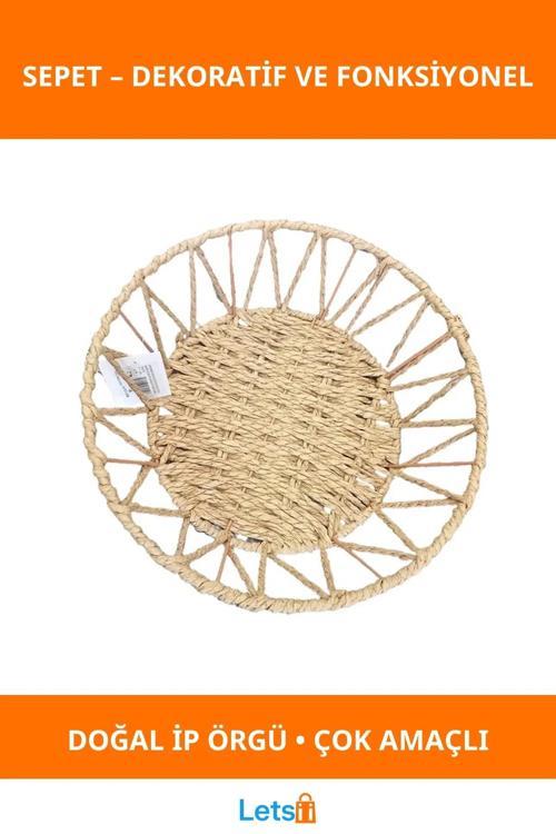 Doğal Hasır Yuvarlak Sepet 30 cm Saklama ve Dekorasyon