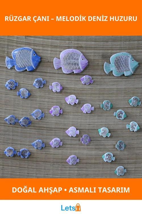 Ahşap Balıklı Asmalı Rüzgar Çanı