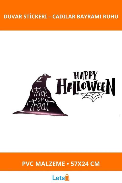 Happy Halloween Temalı Eğlenceli Duvar Stickerı 57 cm x 24 cm