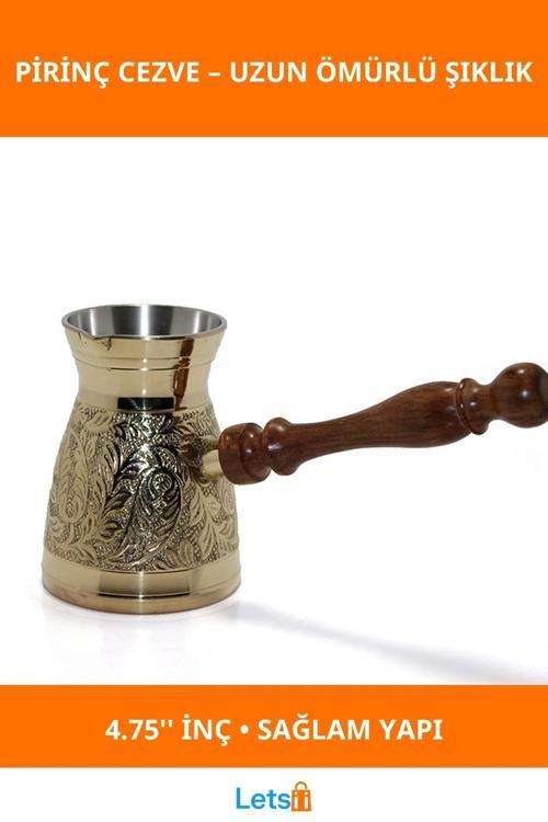 Yüksek Kaliteli Pirinç Cezve 4.75'' İnç Ergonomik Tasarım Kahve Pişirme Aracı