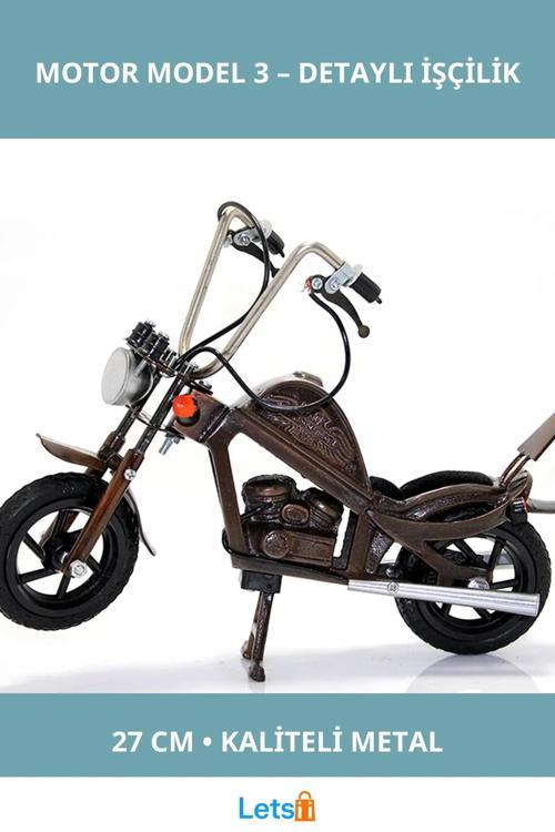 Metal Motor Figürü 27 cm Dekoratif Koleksiyon Parçası