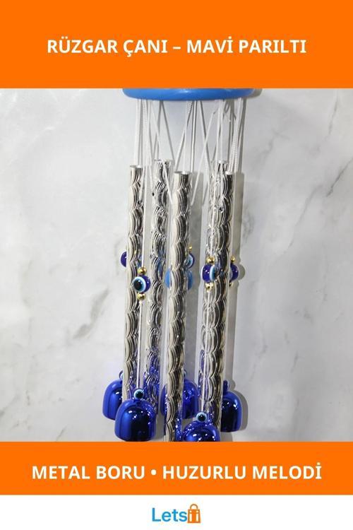 Mistik Mavi Metal Rüzgar Çanı Dekoratif Bahçe Balkon Aksesuarı
