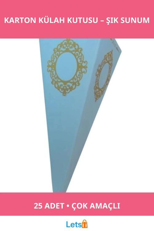 Beyaz Karton Külah Şeker ve Lokum Kutusu 25’li Paket