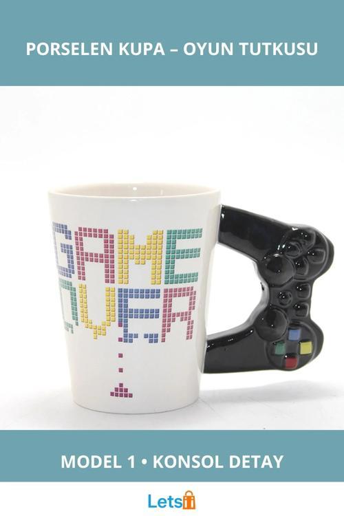 Game Over Temalı Porselen Kupa Bardak