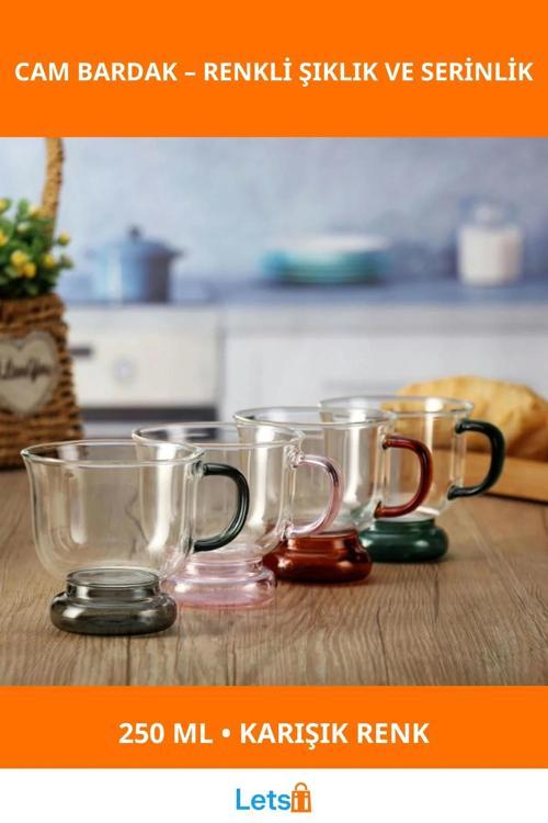 250 ml Renkli Cam Bardak Estetik ve Fonksiyonel