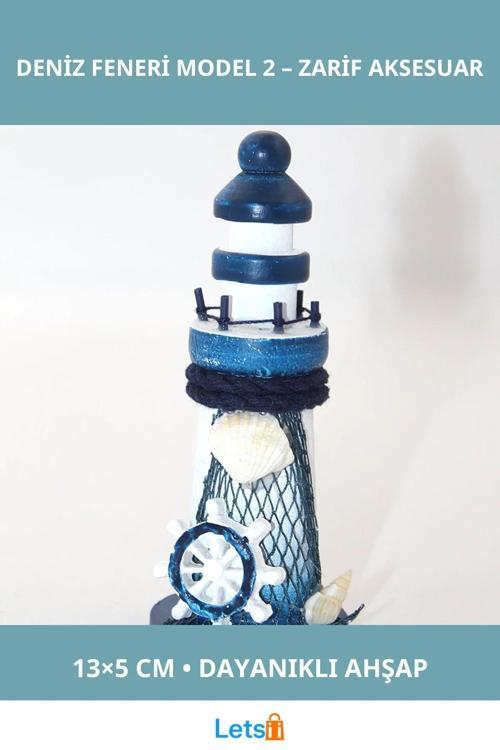 Ahşap Marin Deniz Feneri Dekoratif 13x5 cm