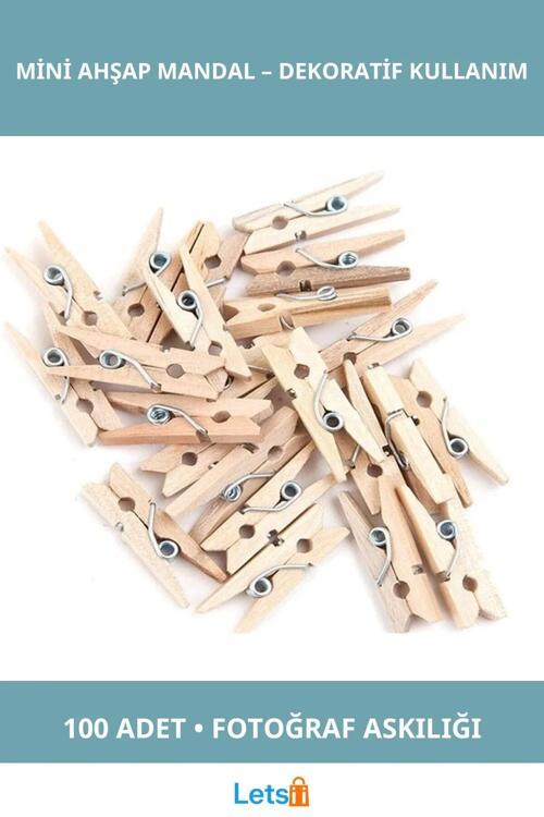 Ahşap Mini Ham Mandal 100 Adet Eğlenceli Dekorasyon Aksesuarı