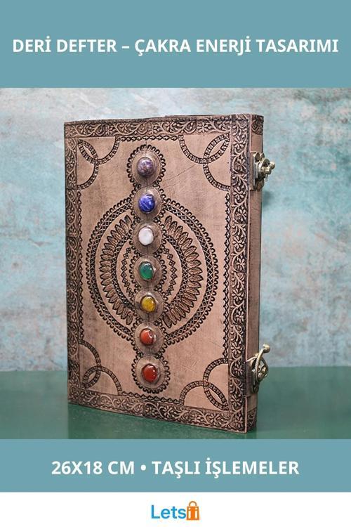Taşlı Deri Defter 7 Çakra Enerji Dengeleyici 26x18 cm
