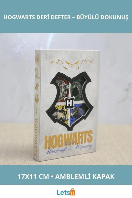 Harry Potter Hogwarts Amblemli Sert Kapaklı Deri Defter 17x11 cm