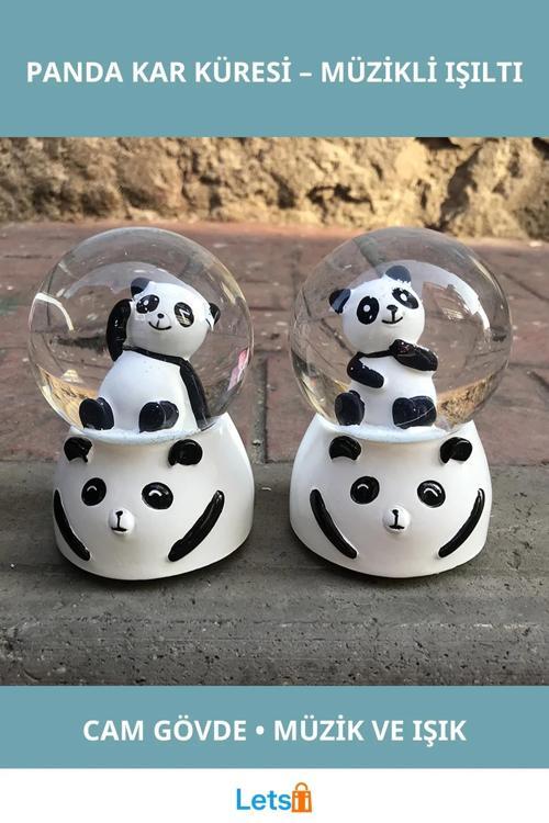 Müzikli Işıklı Büyük Boy Panda Kar Küresi