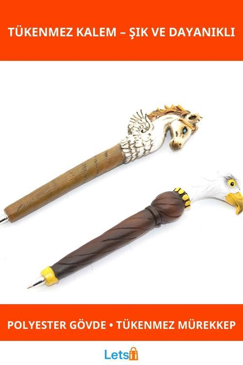 Kartal Ve Unicorn Temalı Polyester Tükenmez Kalem