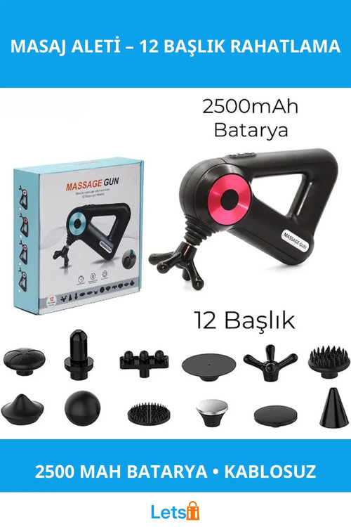 12 Başlıklı Kablosuz Masaj Aleti Ergonomik Tasarım