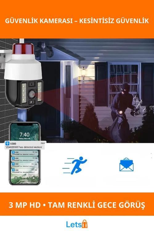 3MP HD Alarmlı Dış Mekan Su Geçirmez Güvenlik Kamerası