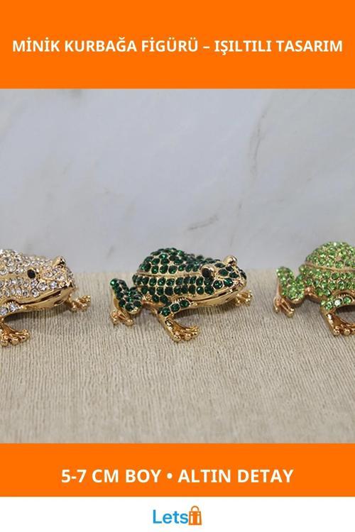 Swarovski Taşlı Minik Kurbağa Figürü Altın Kaplama 5 7 cm