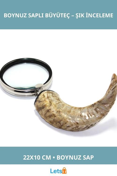 Pirinç Boynuz Saplı Nostaljik Büyüteç